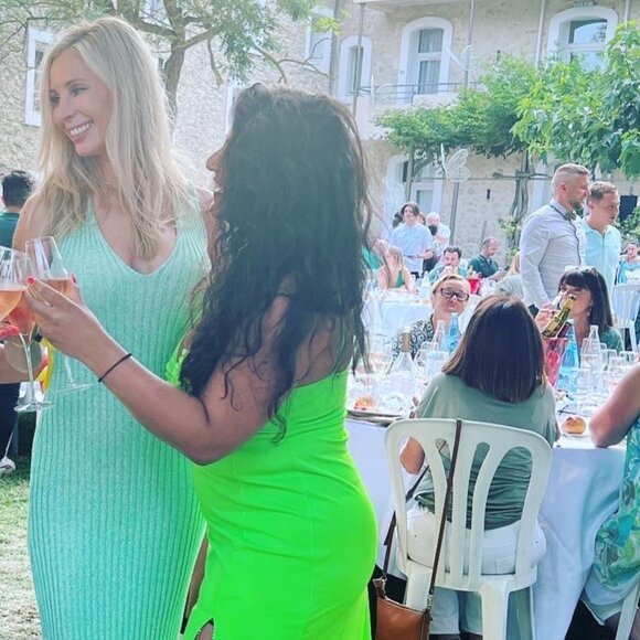 S - Ronny Kono V neck Bodycon Light Green Knitted Midi Dress - Picture 3 of 3